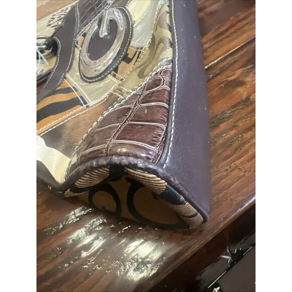 Vintage Guess Leopard Print Baguette Shoulder Bag – Patchwork Rare Y2K Retro - Picture 9 of 12